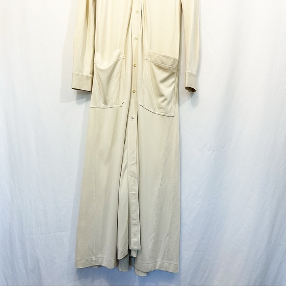 NWT TOTEME Flowing Jersey Shirtdress Long Sleeve Button Down Dress in Ecru - Picture 5 of 13